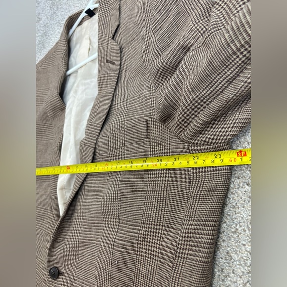 J Crew Brown Plaid Linen Cotton Blend Blazer Two Buttons Summer 44L - Picture 3 of 12